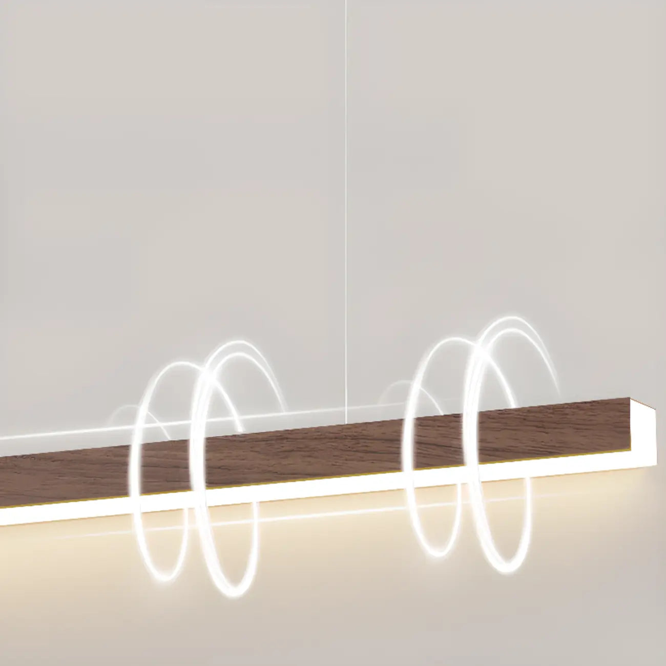 2-Light Rectangle Slim Linear Walnut Island Pendant Lights