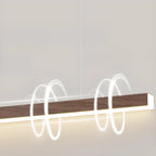 2-Light Rectangle Slim Linear Walnut Island Pendant Lights