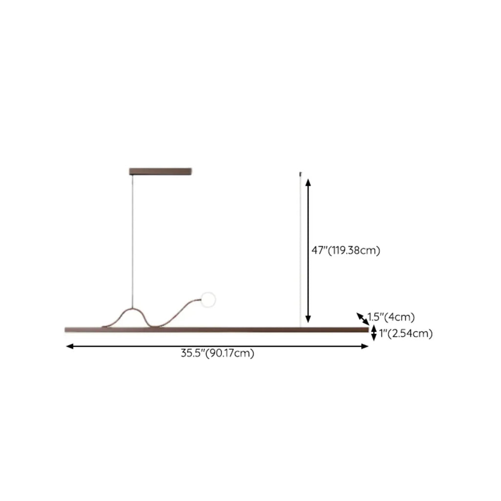 2-Light Rectangle Slim Linear Walnut Island Pendant Lights