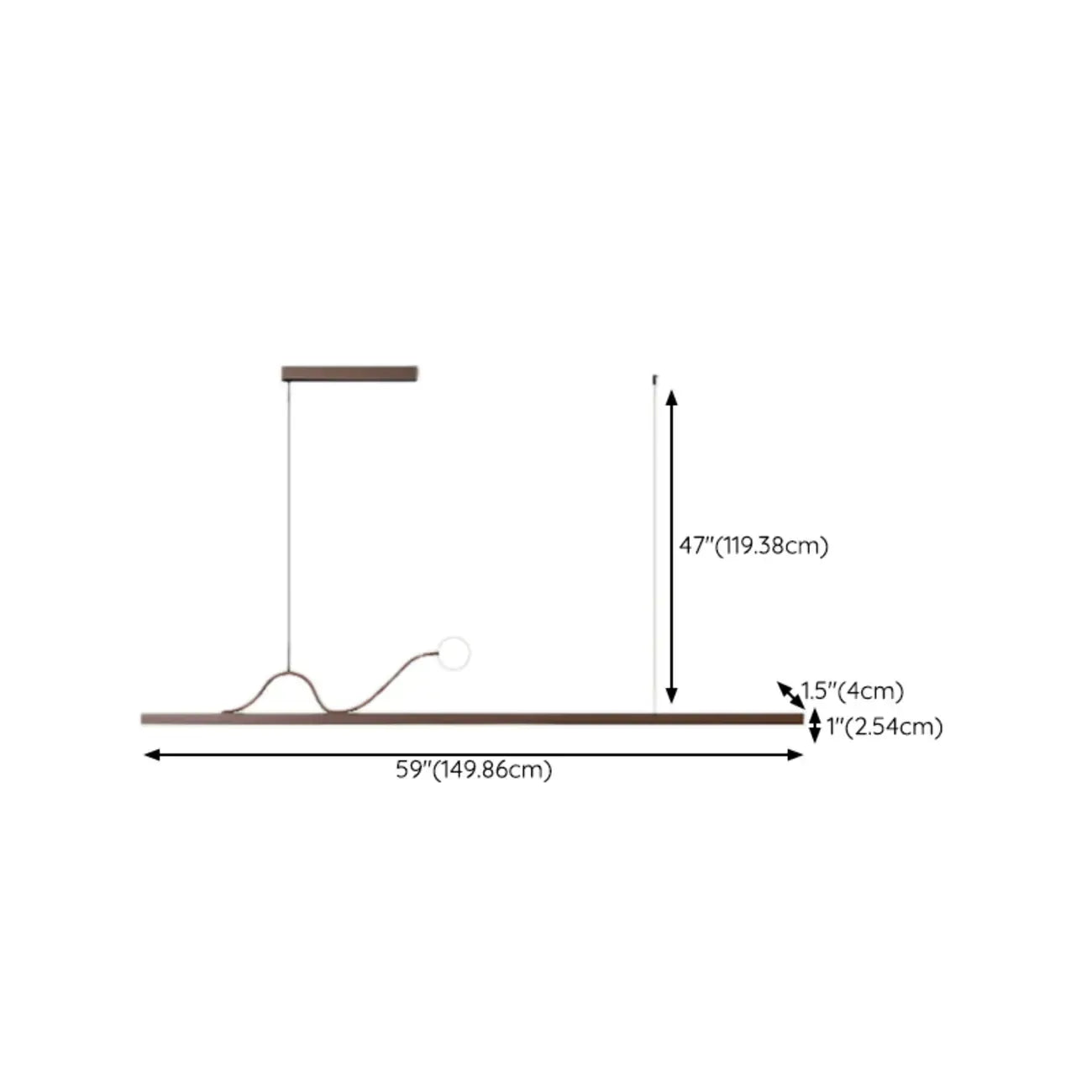 2-Light Rectangle Slim Linear Walnut Island Pendant Lights