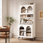 Kitchen Wooden Open Shelving Sideboard Arched Glass Door