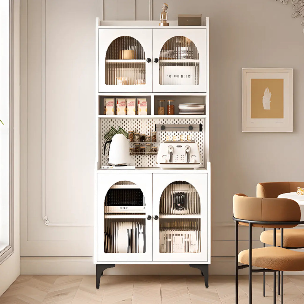 Kitchen Wooden Open Shelving Sideboard Arched Glass Door