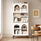 Kitchen Wooden Open Shelving Sideboard Arched Glass Door