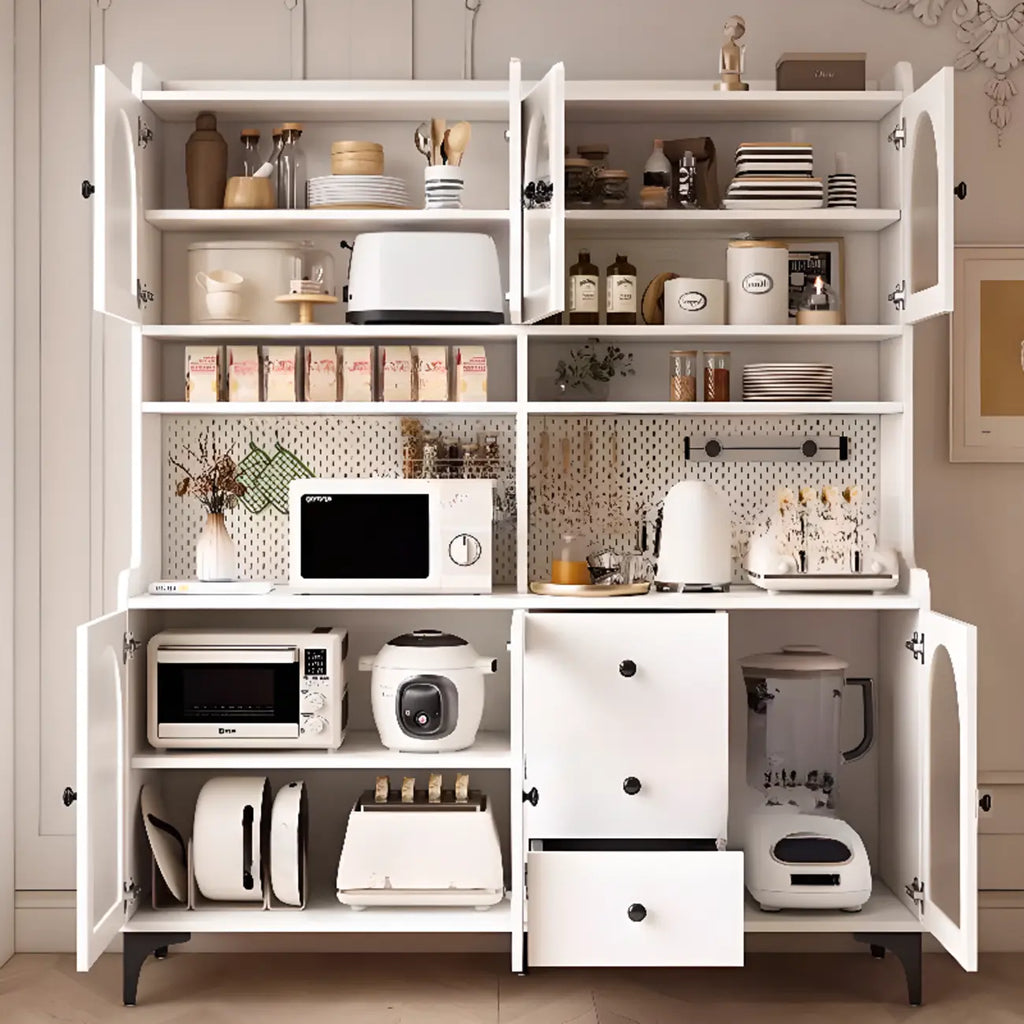 Kitchen Wooden Open Shelving Sideboard Arched Glass Door