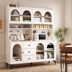 Kitchen Wooden Open Shelving Sideboard Arched Glass Door
