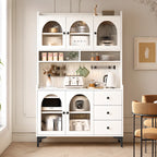 Kitchen Wooden Open Shelving Sideboard Arched Glass Door