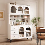 Kitchen Wooden Open Shelving Sideboard Arched Glass Door