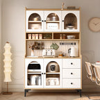 Kitchen Wooden Open Shelving Sideboard Arched Glass Door
