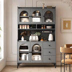 Kitchen Wooden Open Shelving Sideboard Arched Glass Door