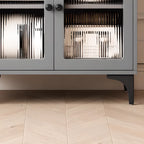 Kitchen Wooden Open Shelving Sideboard Arched Glass Door