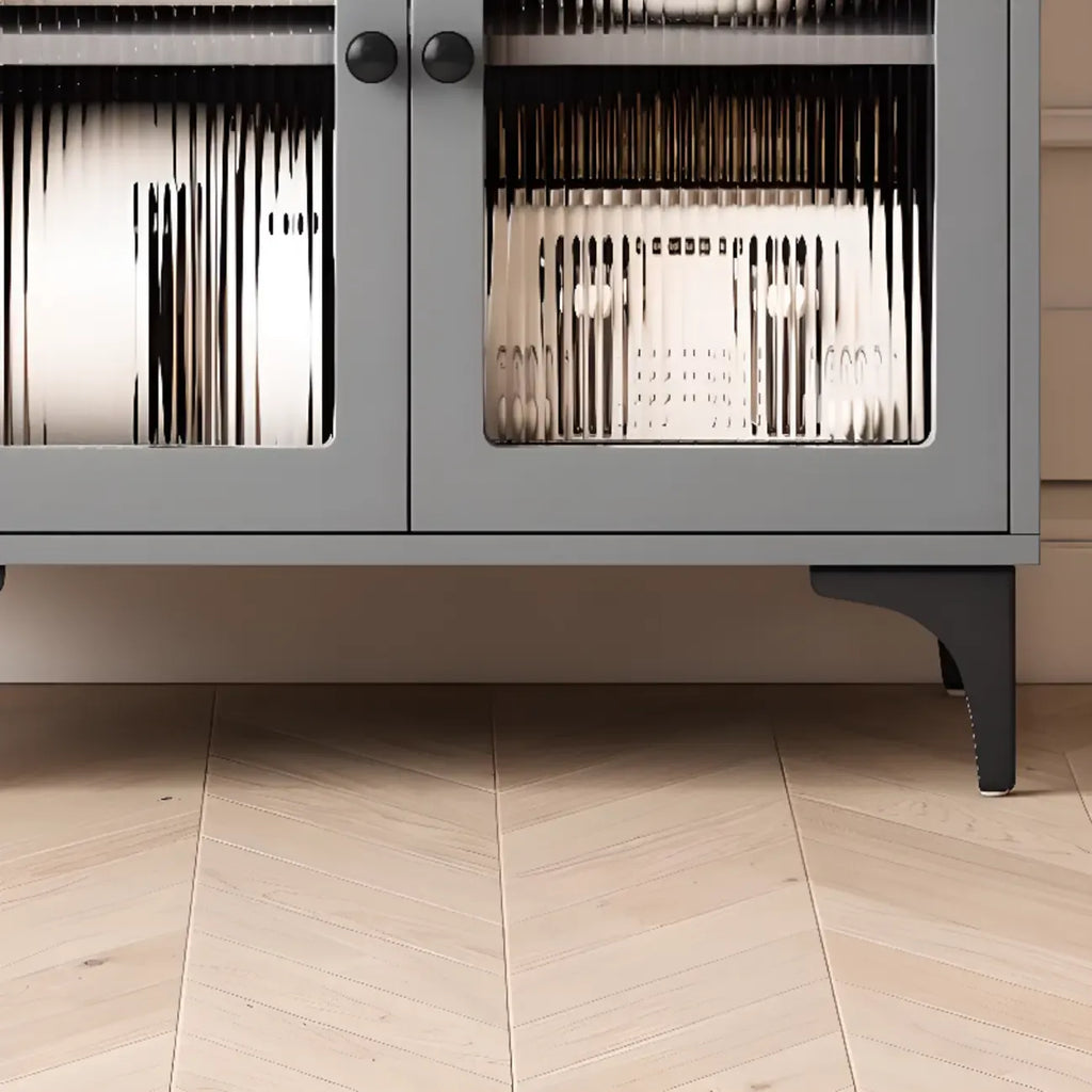 Kitchen Wooden Open Shelving Sideboard Arched Glass Door