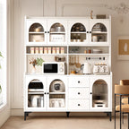 Kitchen Wooden Open Shelving Sideboard Arched Glass Door