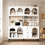 Kitchen Wooden Open Shelving Sideboard Arched Glass Door