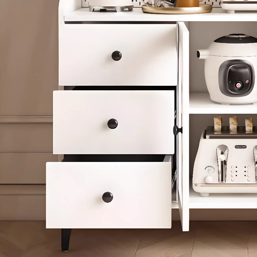 Kitchen Wooden Open Shelving Sideboard Arched Glass Door