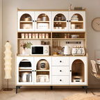 Kitchen Wooden Open Shelving Sideboard Arched Glass Door