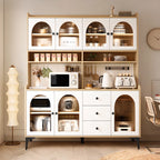 Kitchen Wooden Open Shelving Sideboard Arched Glass Door