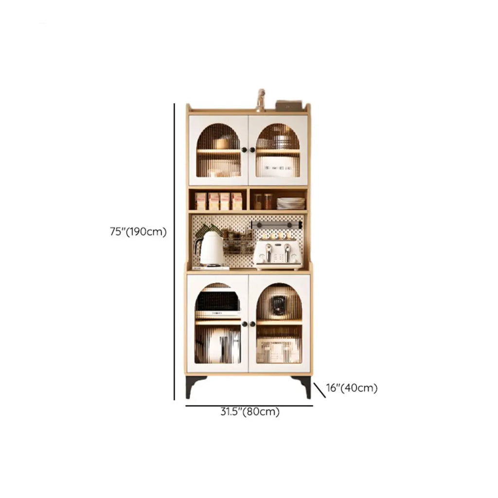Kitchen Wooden Open Shelving Sideboard Arched Glass Door