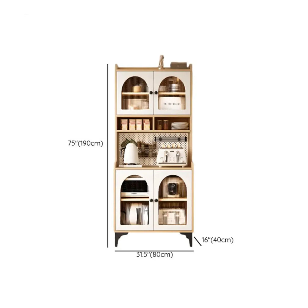 Kitchen Wooden Open Shelving Sideboard Arched Glass Door