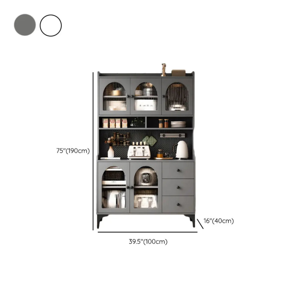 Kitchen Wooden Open Shelving Sideboard Arched Glass Door