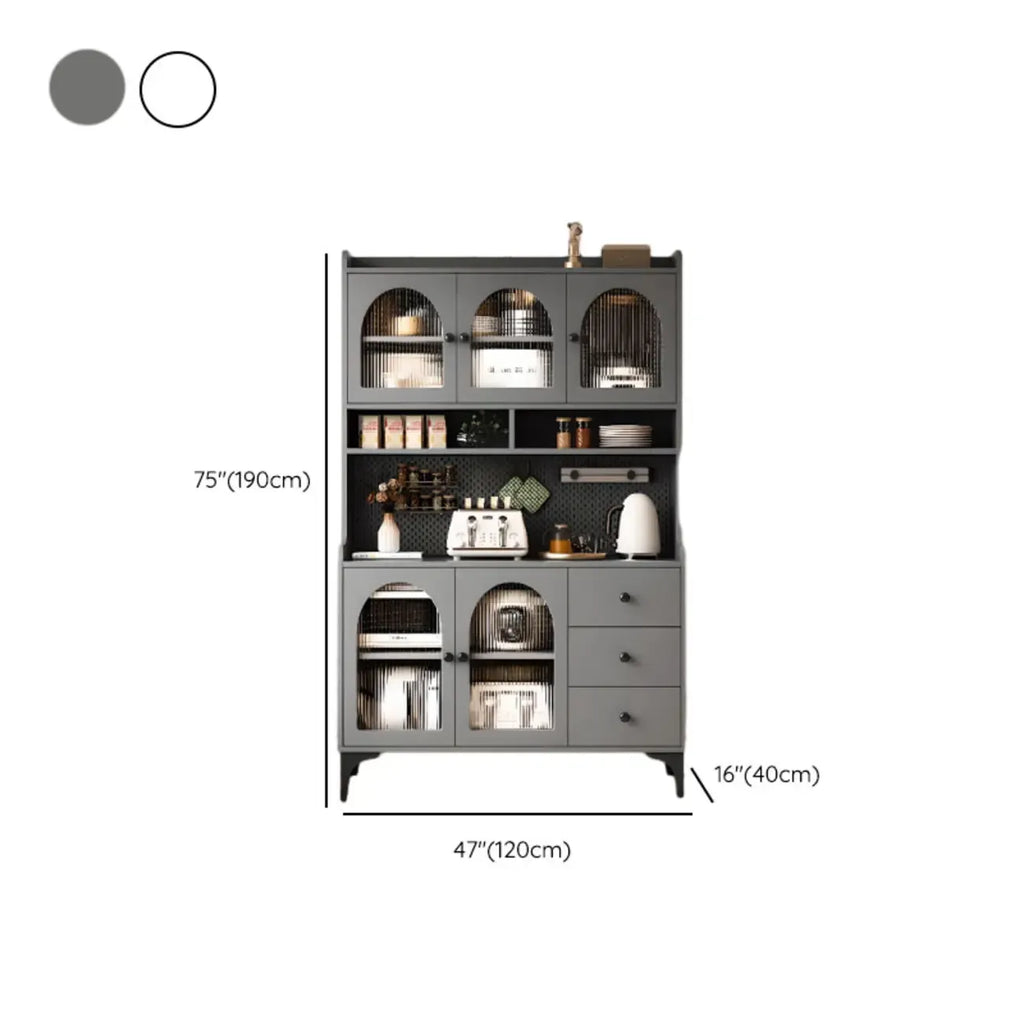 Kitchen Wooden Open Shelving Sideboard Arched Glass Door