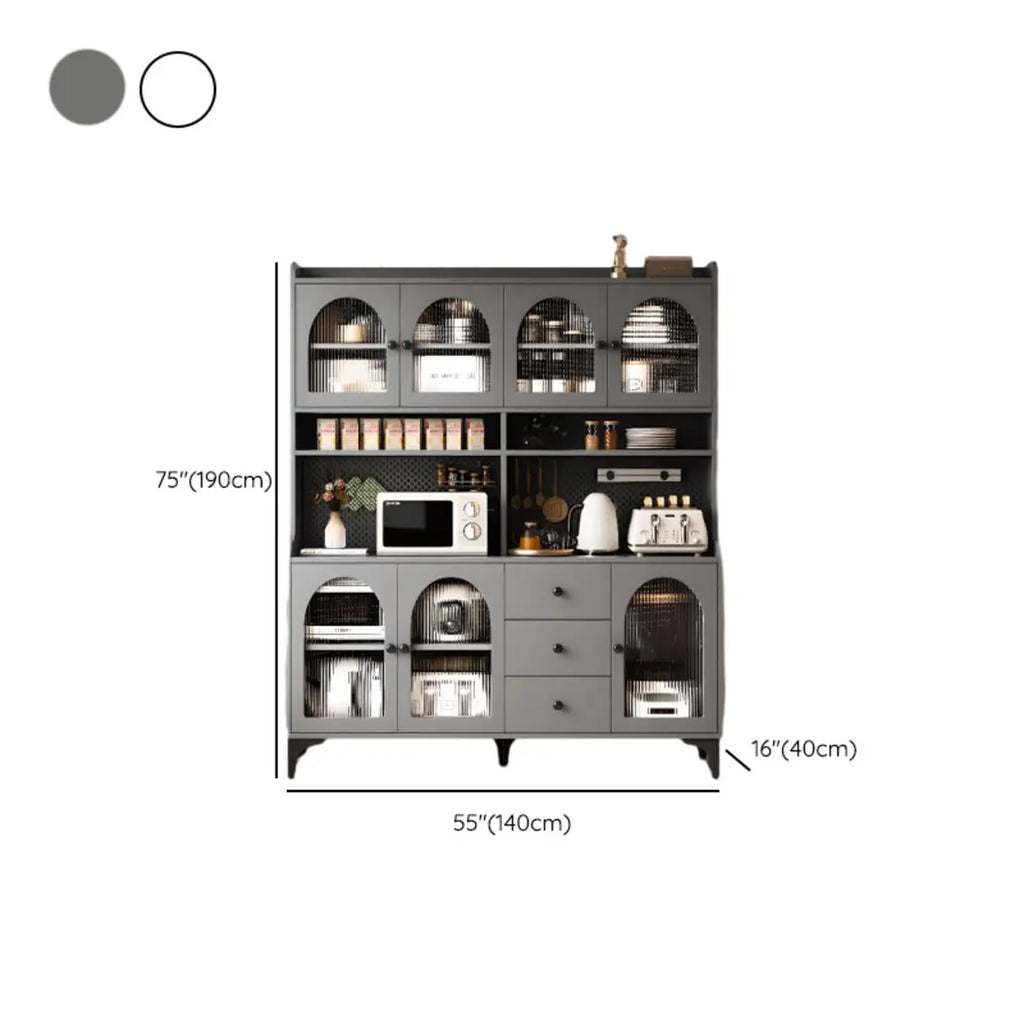 Kitchen Wooden Open Shelving Sideboard Arched Glass Door