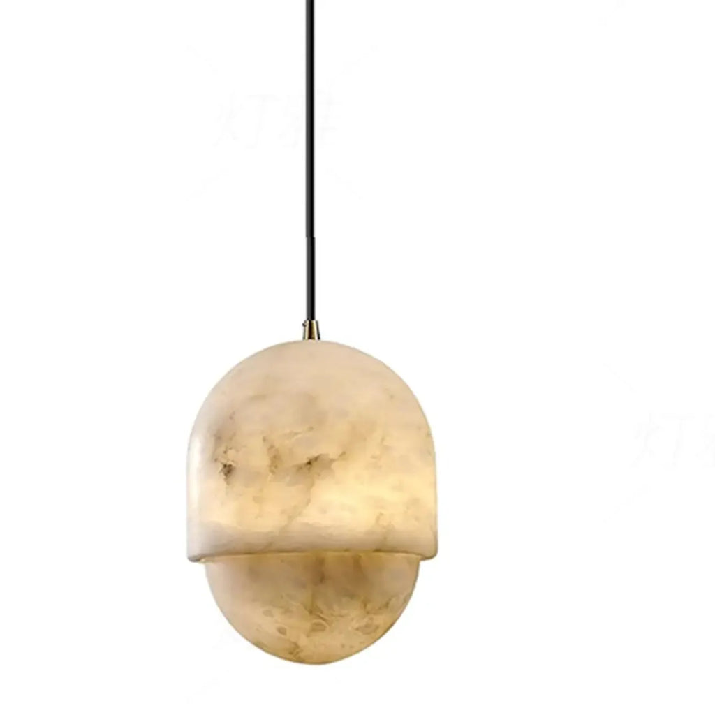 1-Light White Stone Geometric Hanging Pendant Light