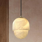 1-Light White Stone Geometric Hanging Pendant Light