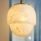 1-Light White Stone Geometric Hanging Pendant Light