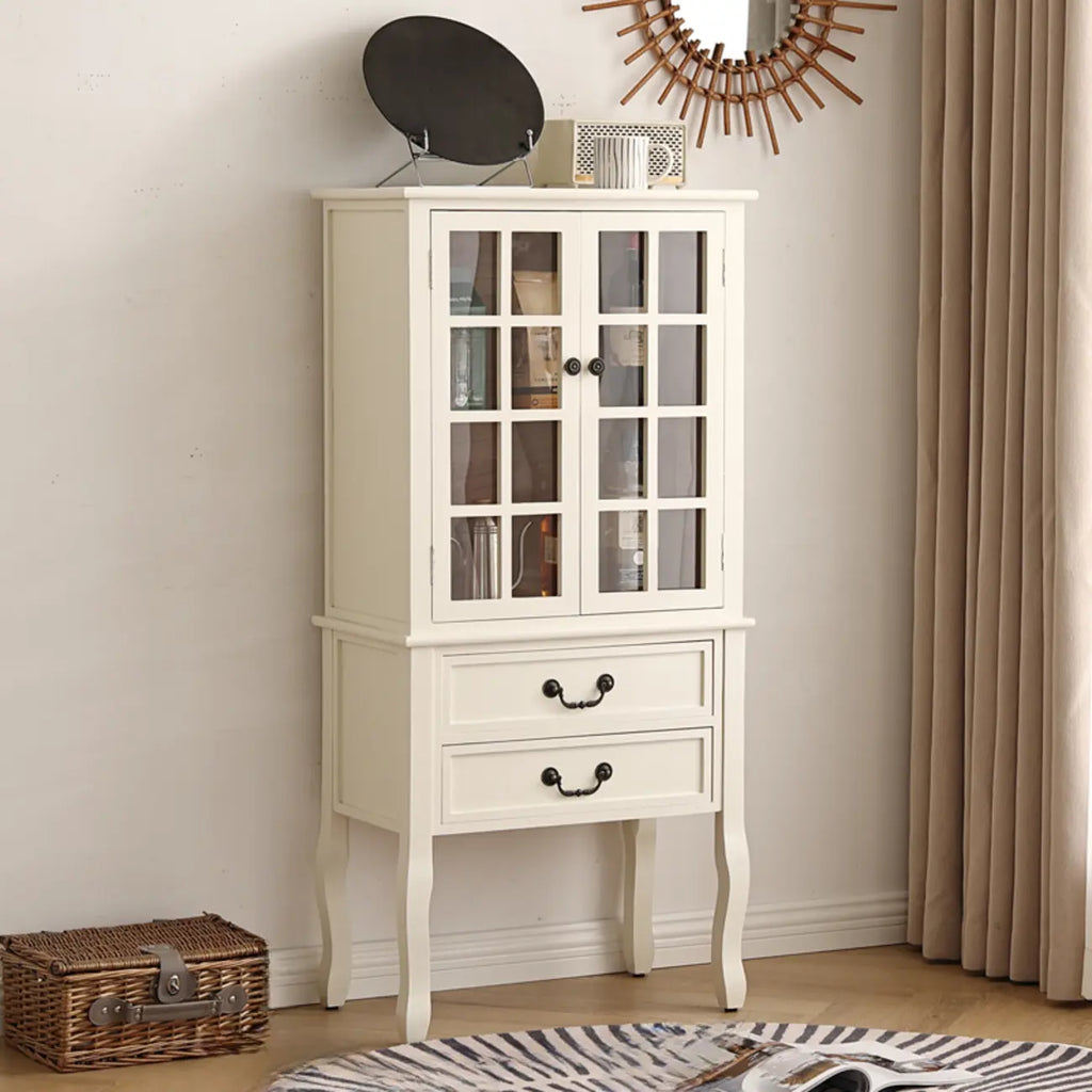Brown Wooden China Cabinet with Glass Doors