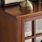 Brown Wooden China Cabinet with Glass Doors