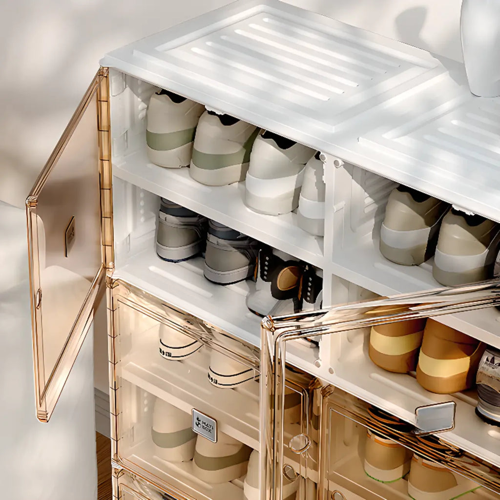 Portable Glam Plastic Clear Shoe Boxes in White