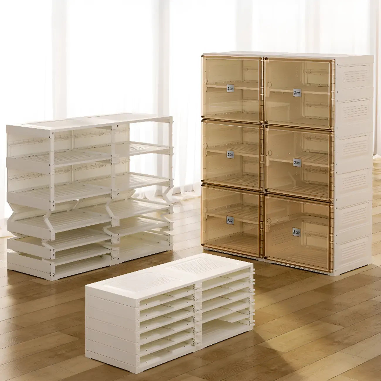 Portable Glam Plastic Clear Shoe Boxes in White