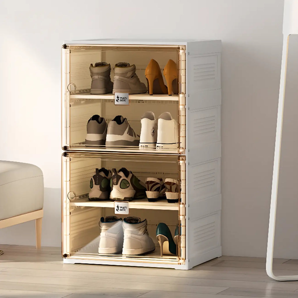 Portable Glam Plastic Clear Shoe Boxes in White