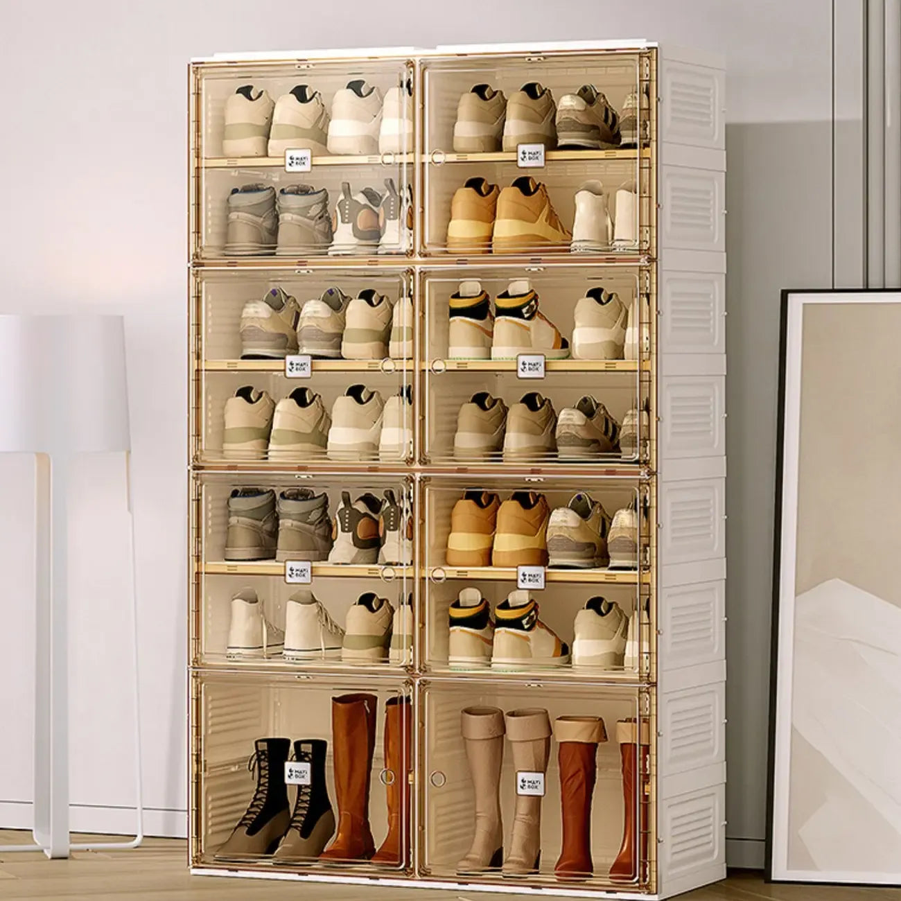 Portable Glam Plastic Clear Shoe Boxes in White