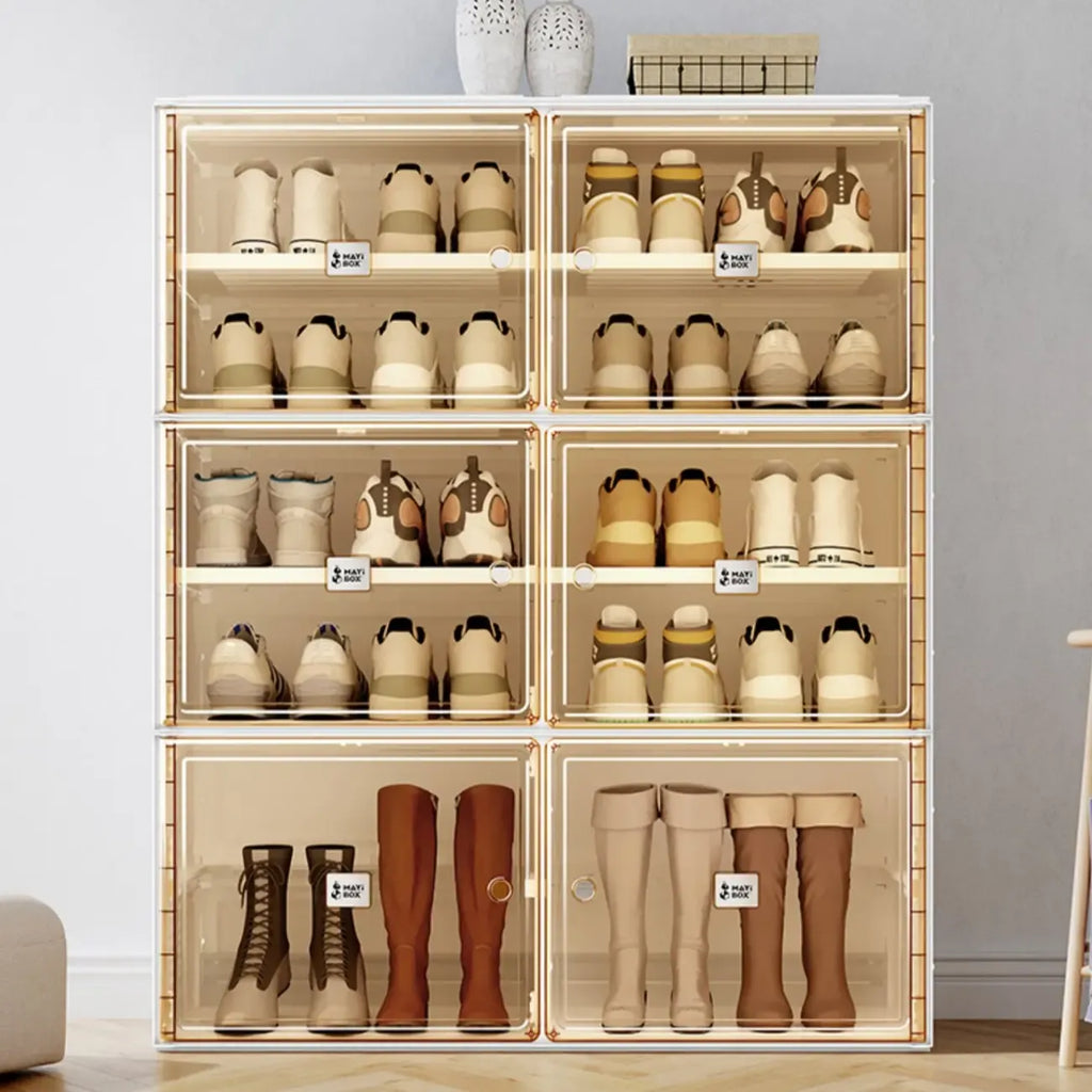 Portable Glam Plastic Clear Shoe Boxes in White