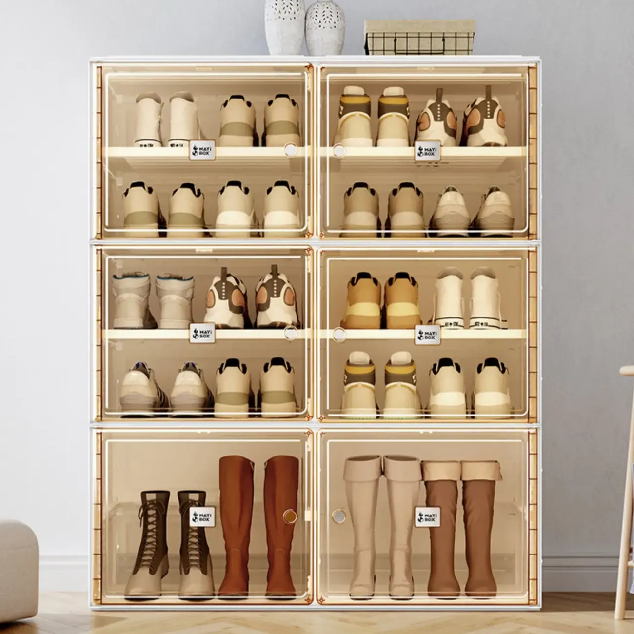 Portable Glam Plastic Clear Shoe Boxes in White