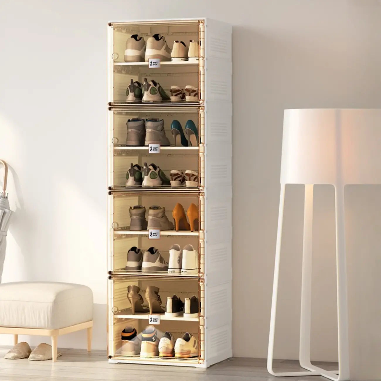Portable Glam Plastic Clear Shoe Boxes in White