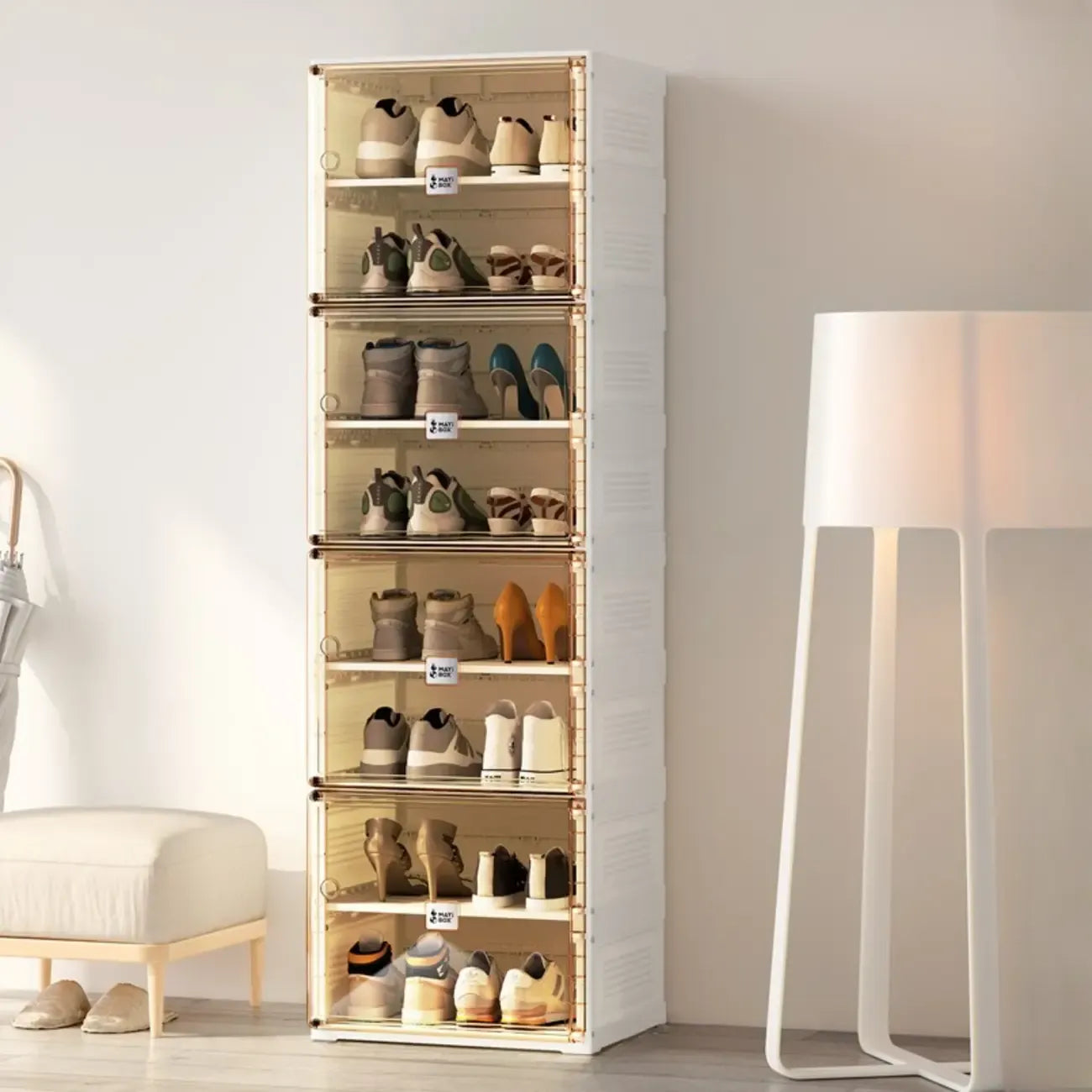 Portable Glam Plastic Clear Shoe Boxes in White