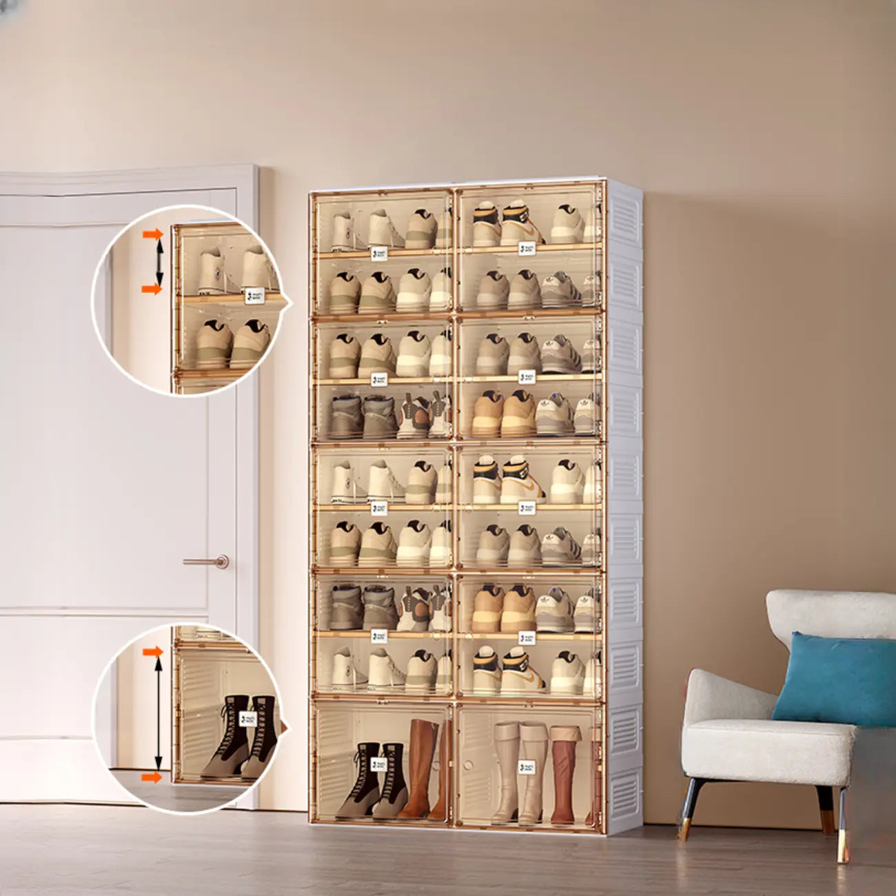 Portable Glam Plastic Clear Shoe Boxes in White