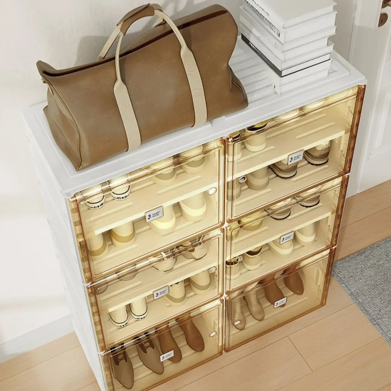 Portable Glam Plastic Clear Shoe Boxes in White