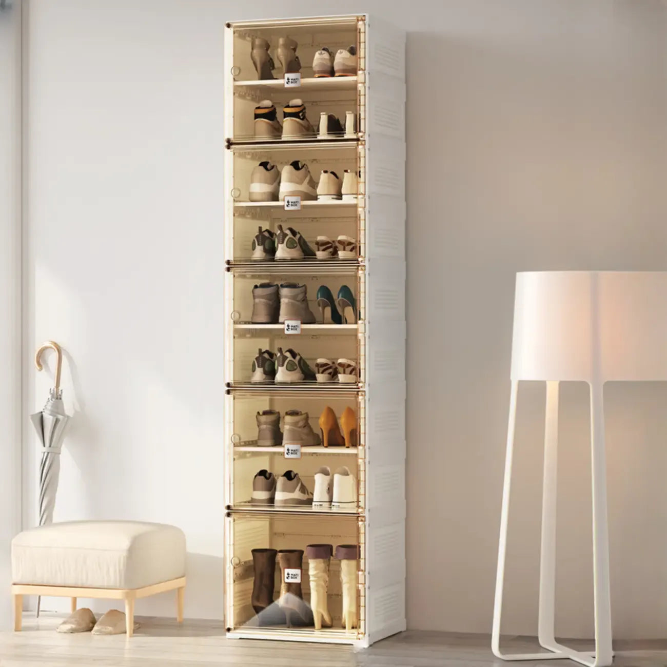 Portable Glam Plastic Clear Shoe Boxes in White