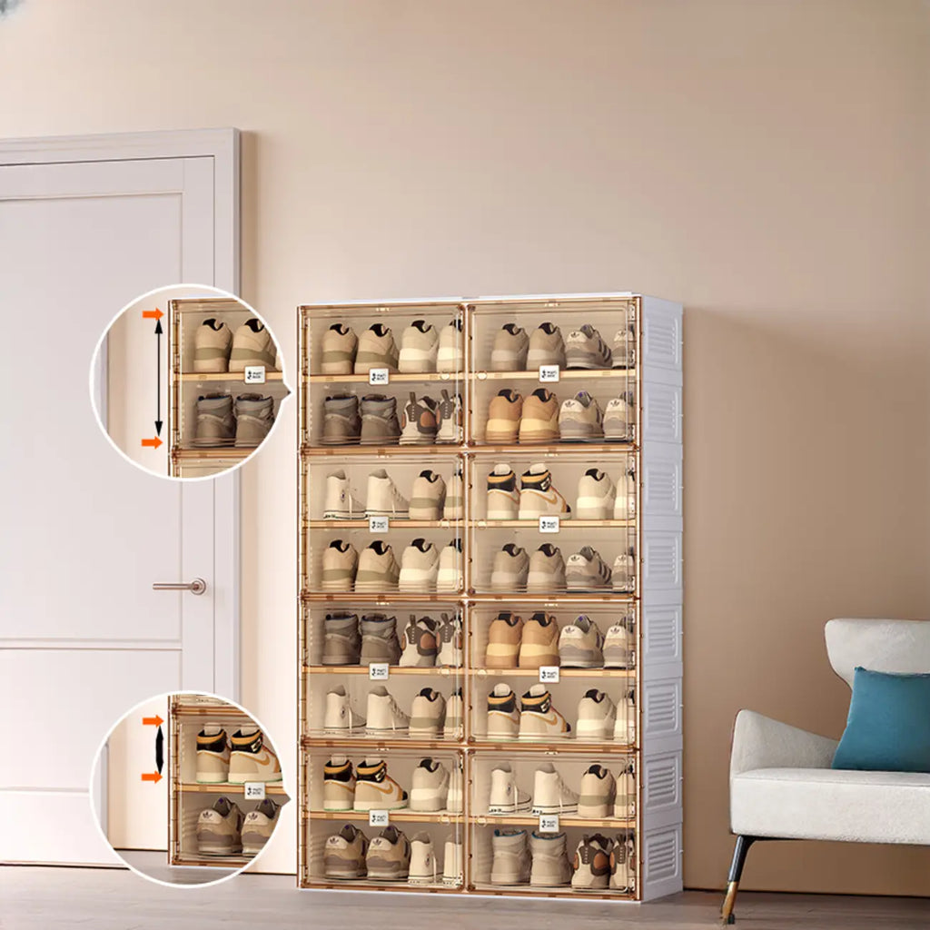Portable Glam Plastic Clear Shoe Boxes in White