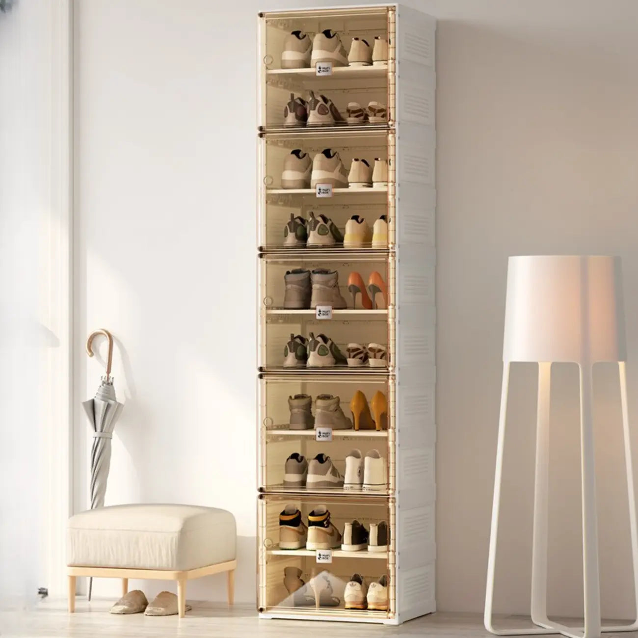 Portable Glam Plastic Clear Shoe Boxes in White