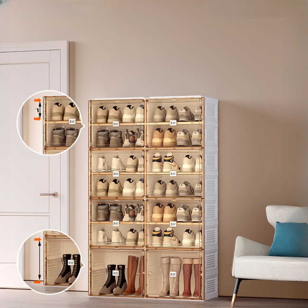 Portable Glam Plastic Clear Shoe Boxes in White