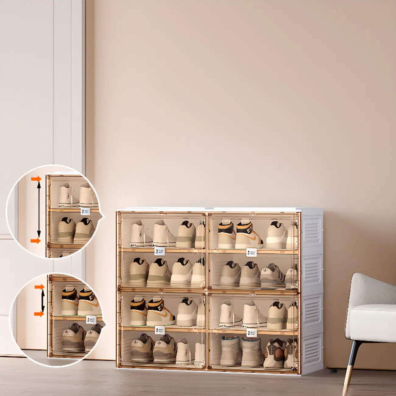 Portable Glam Plastic Clear Shoe Boxes in White