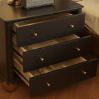 Black Wooden 3-Drawer Spacious Storage Bedroom Nightstand