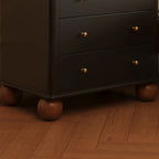 Black Wooden 3-Drawer Spacious Storage Bedroom Nightstand