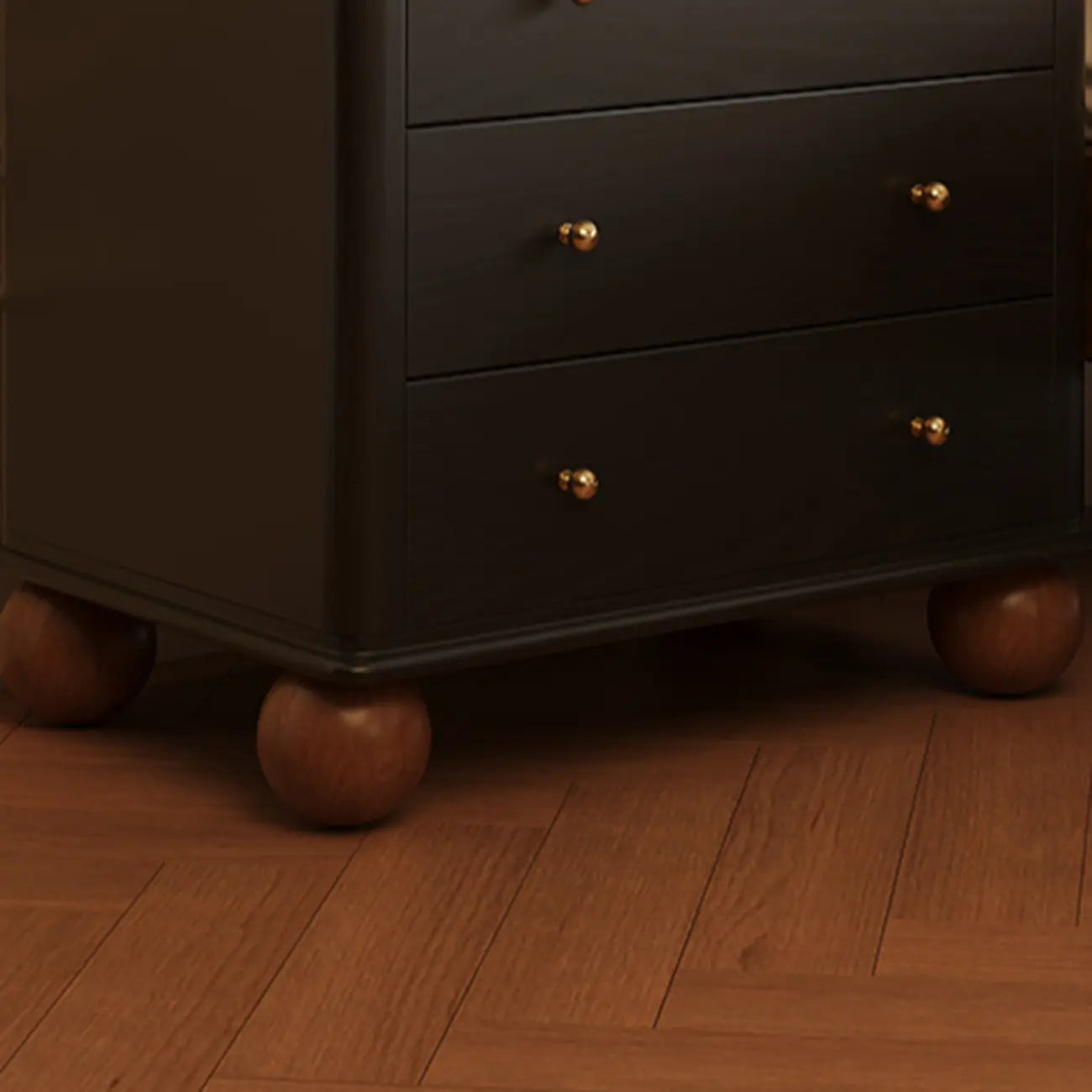 Black Wooden 3-Drawer Spacious Storage Bedroom Nightstand