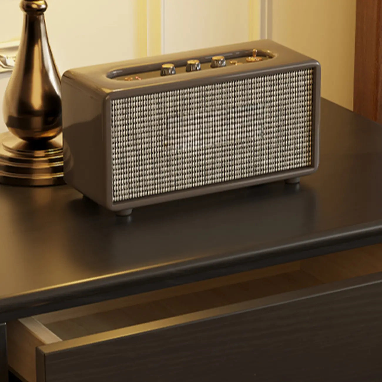 Black Wooden 3-Drawer Spacious Storage Bedroom Nightstand