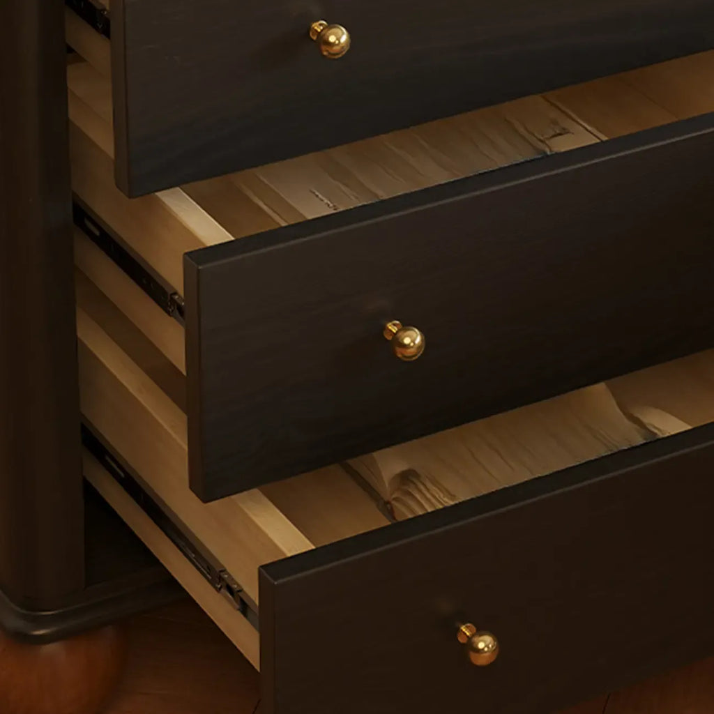 Black Wooden 3-Drawer Spacious Storage Bedroom Nightstand